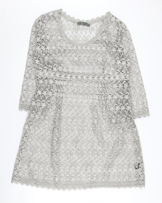 Mint Velvet Women's Grey Lace Dress - Size 16