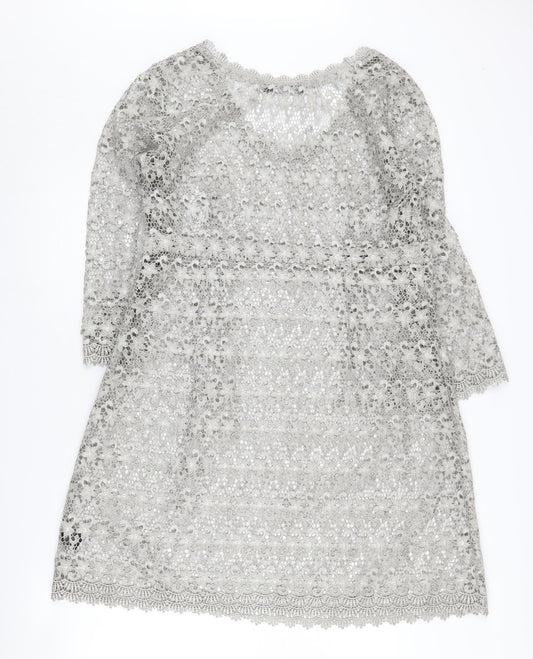 Mint Velvet Women's Grey Lace Dress - Size 16