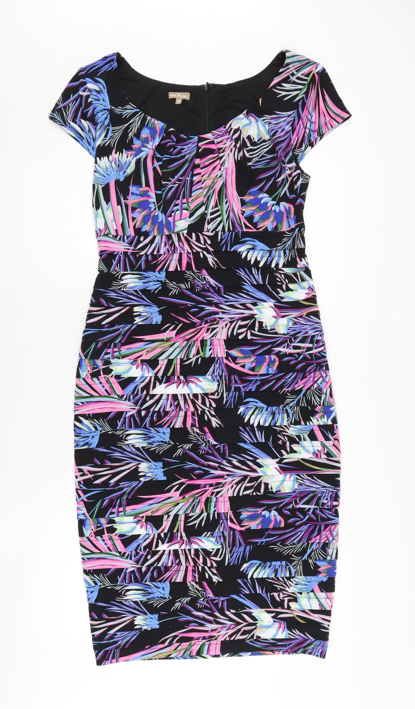 M&Co Boutique Women's Multicoloured Floral Dress Size 12