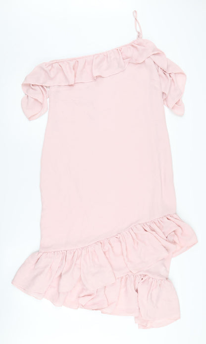 NA-KD Pink One Shoulder Asymmetric Dress Size 10