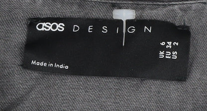 ASOS Women Grey Shirt Dress Size 6 Belted Collared