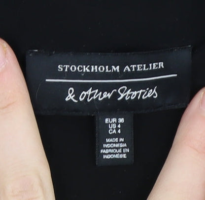 & Other Stories Women's Black V-Neck Strappy Dress Size 8