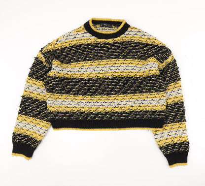 MNG Women's Black Striped Pullover Jumper - M