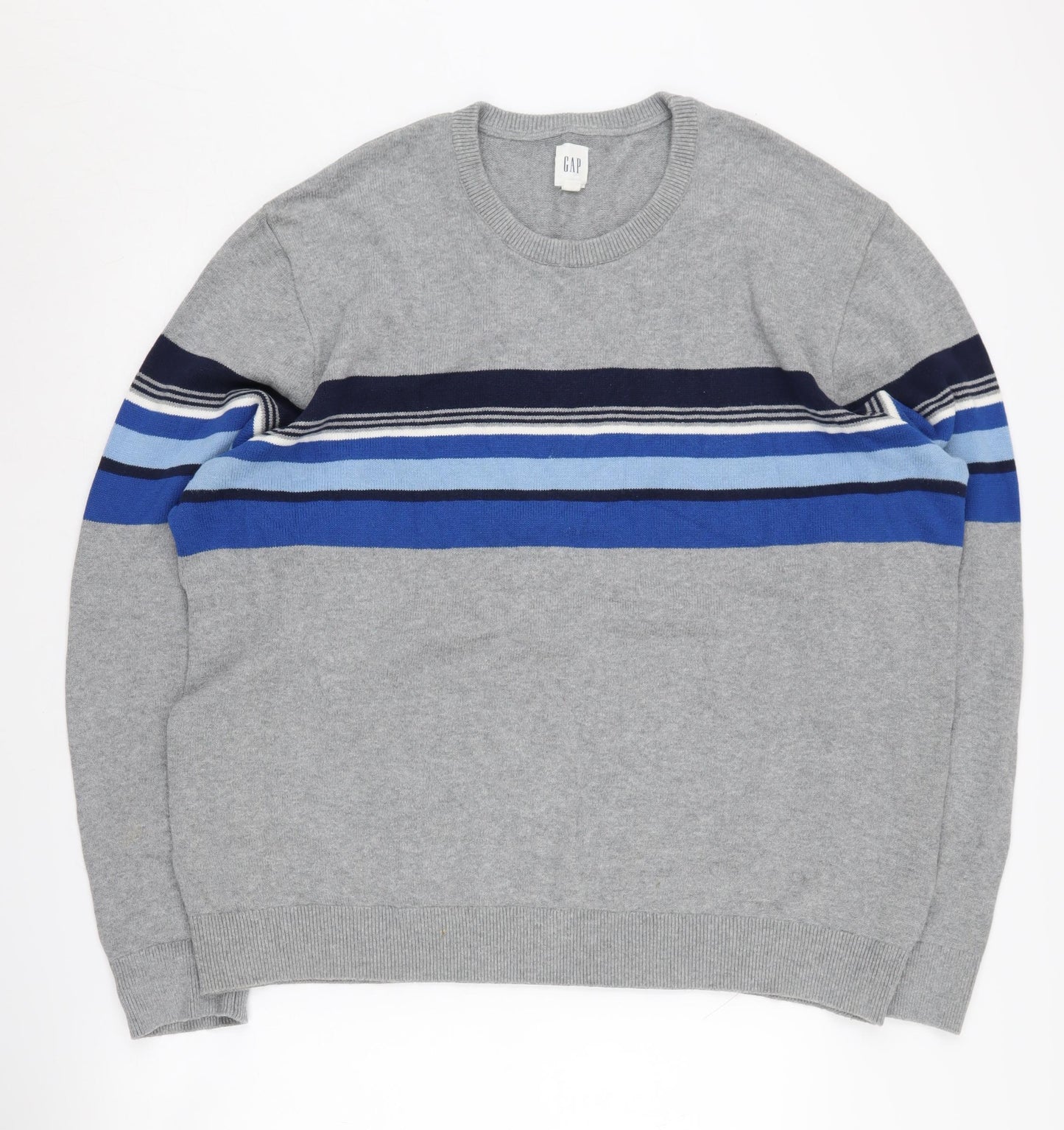 GAP Men's Grey Striped Pullover Jumper XL