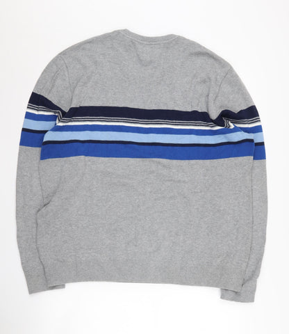 GAP Men's Grey Striped Pullover Jumper XL