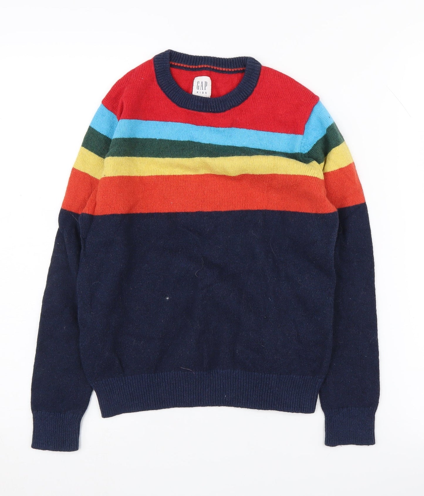GAP Kids Multicoloured Rainbow Striped Pullover Jumper M