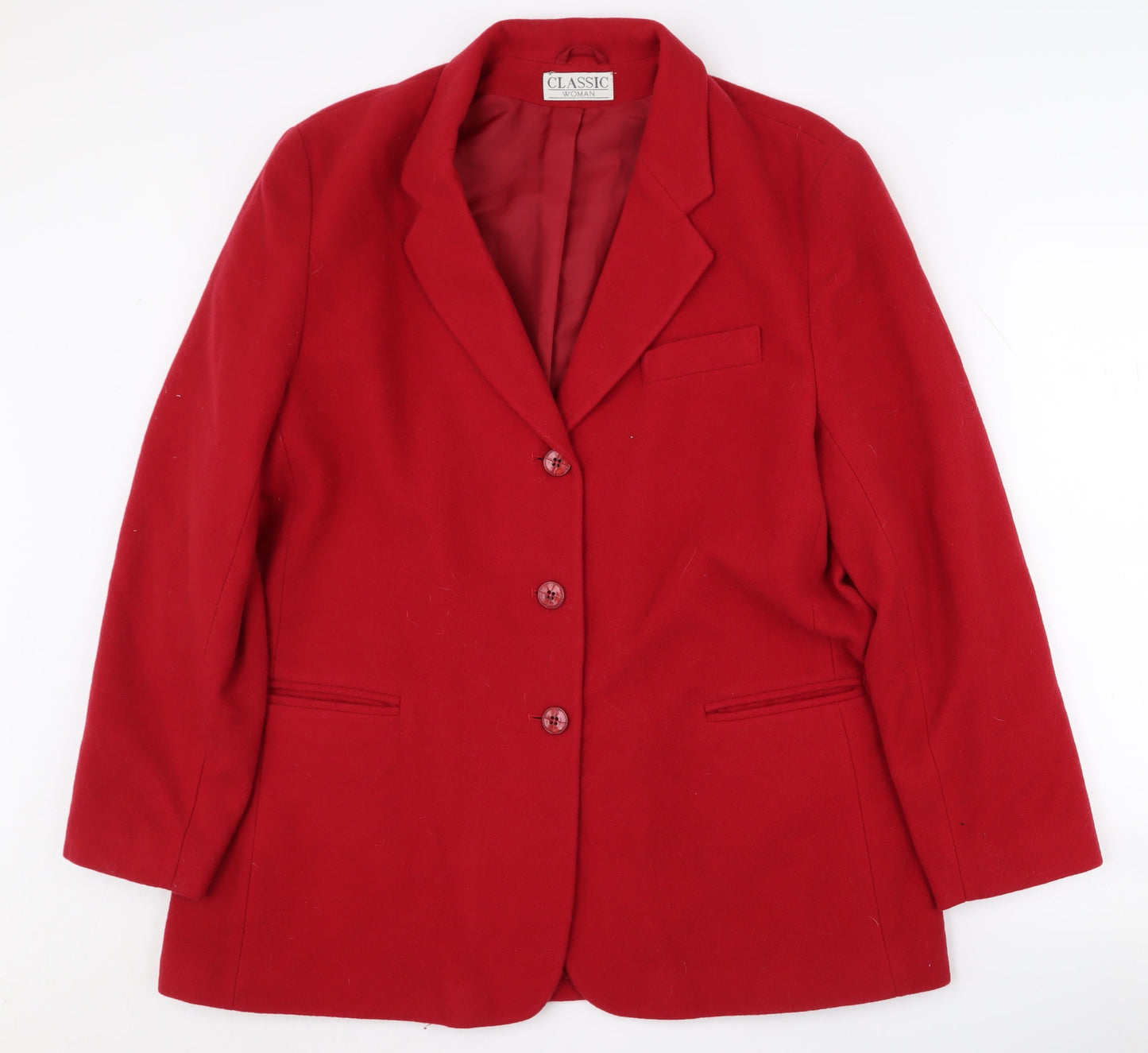 Classic Woman Red Blazer, Women, Size 18, Notch Lapel