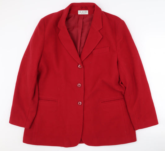 Classic Woman Red Blazer, Women, Size 18, Notch Lapel