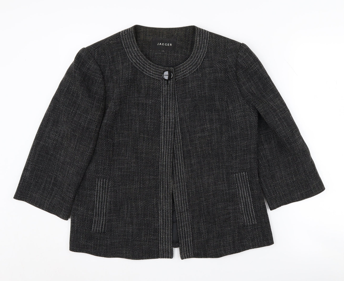 Jaeger Women's Black Blazer - Size 12, Elegant and Sophisticated