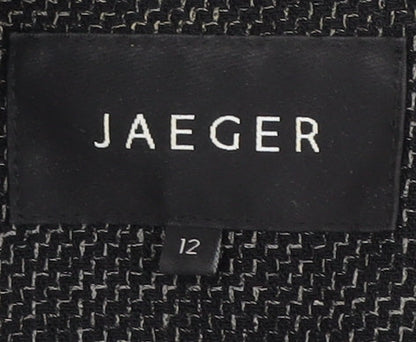 Jaeger Women's Black Blazer - Size 12, Elegant and Sophisticated