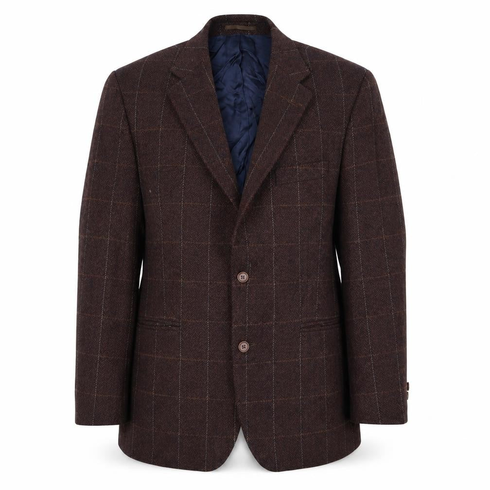 Magee Men's Brown Wool Blazer 40R Check Pattern