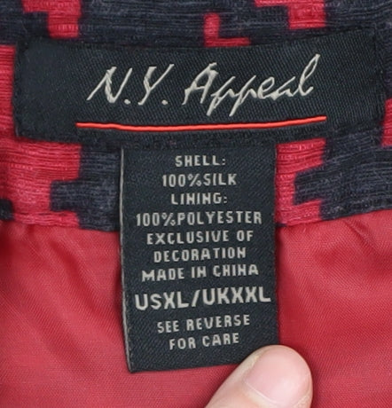 N.Y. Appeal Women's Red & Black Silk Blazer, Size XXL