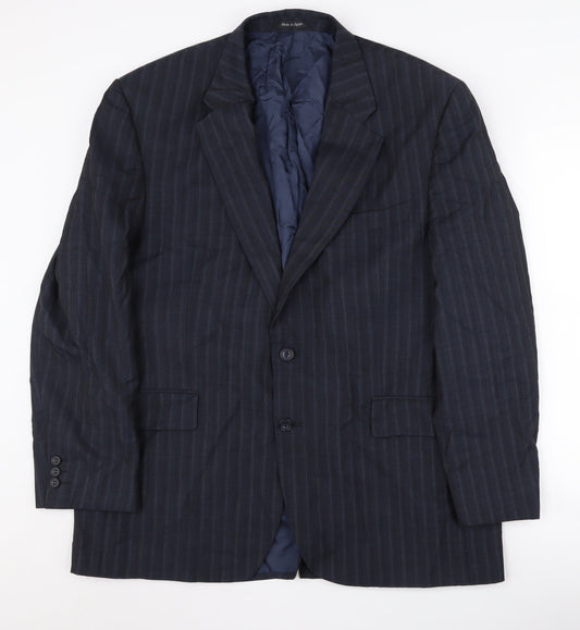 Alexandre Men's Blue Stripe Wool Blazer, Size 44R