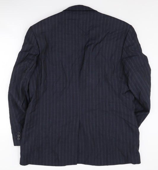 Alexandre Men's Blue Stripe Wool Blazer, Size 44R