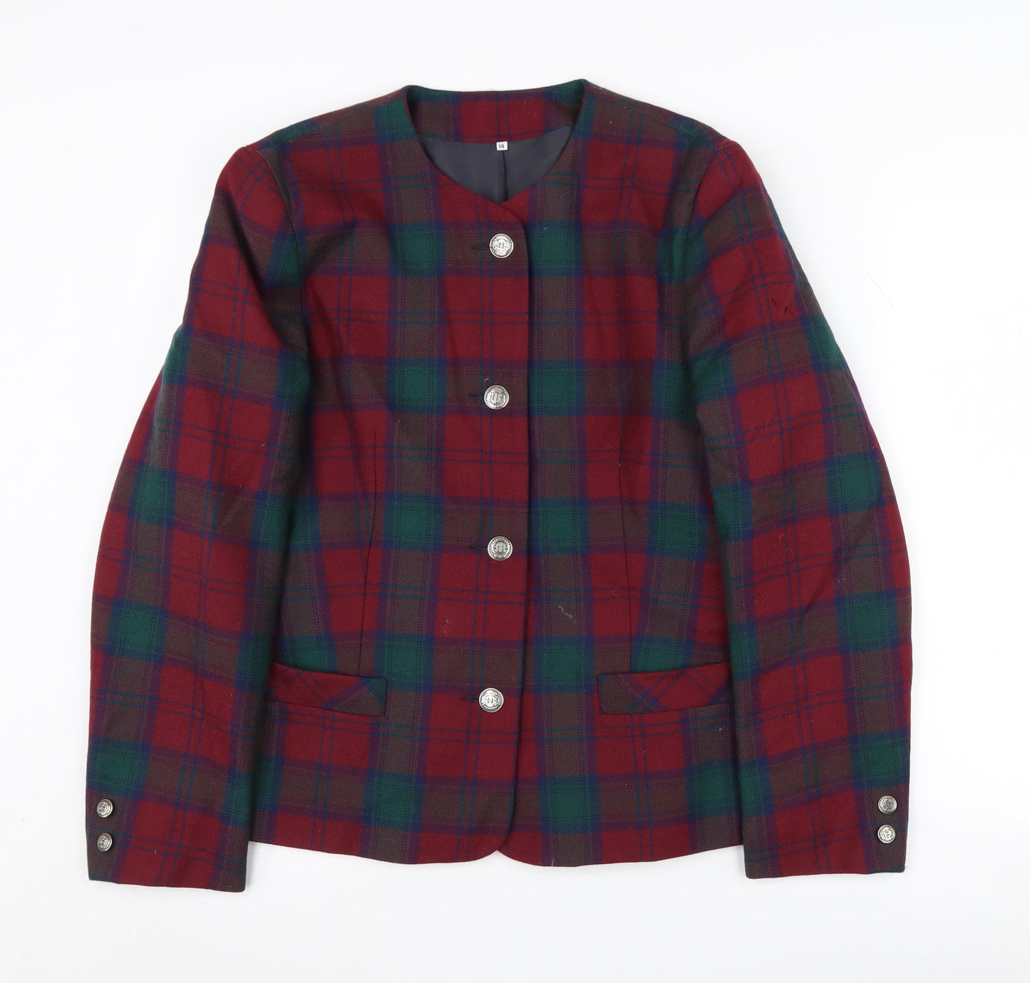 Edinburgh Heritage Women’s Red Plaid Wool Blazer Size 14