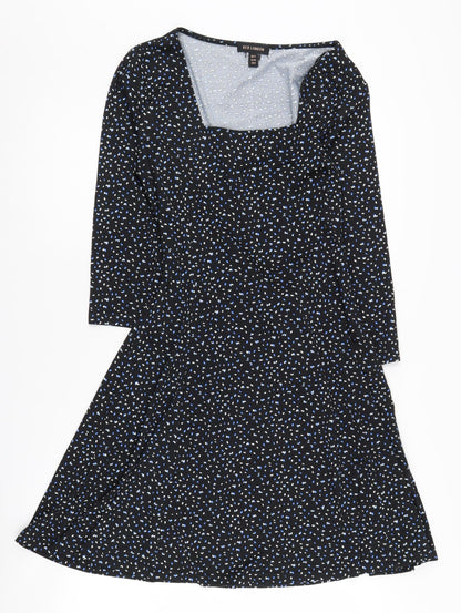 QED London Women's Black Fit & Flare Dress Size 12