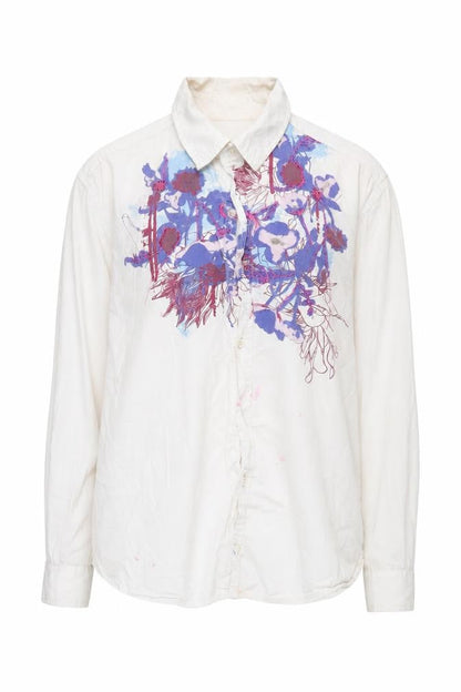 Joe Browns Unisex White Floral Button-Up Shirt L