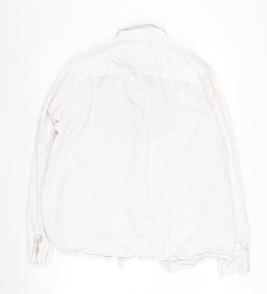 Joe Browns Unisex White Floral Button-Up Shirt L