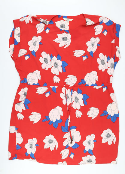 Yumi Women's Red Floral Dress Size 24 Short Sleeve