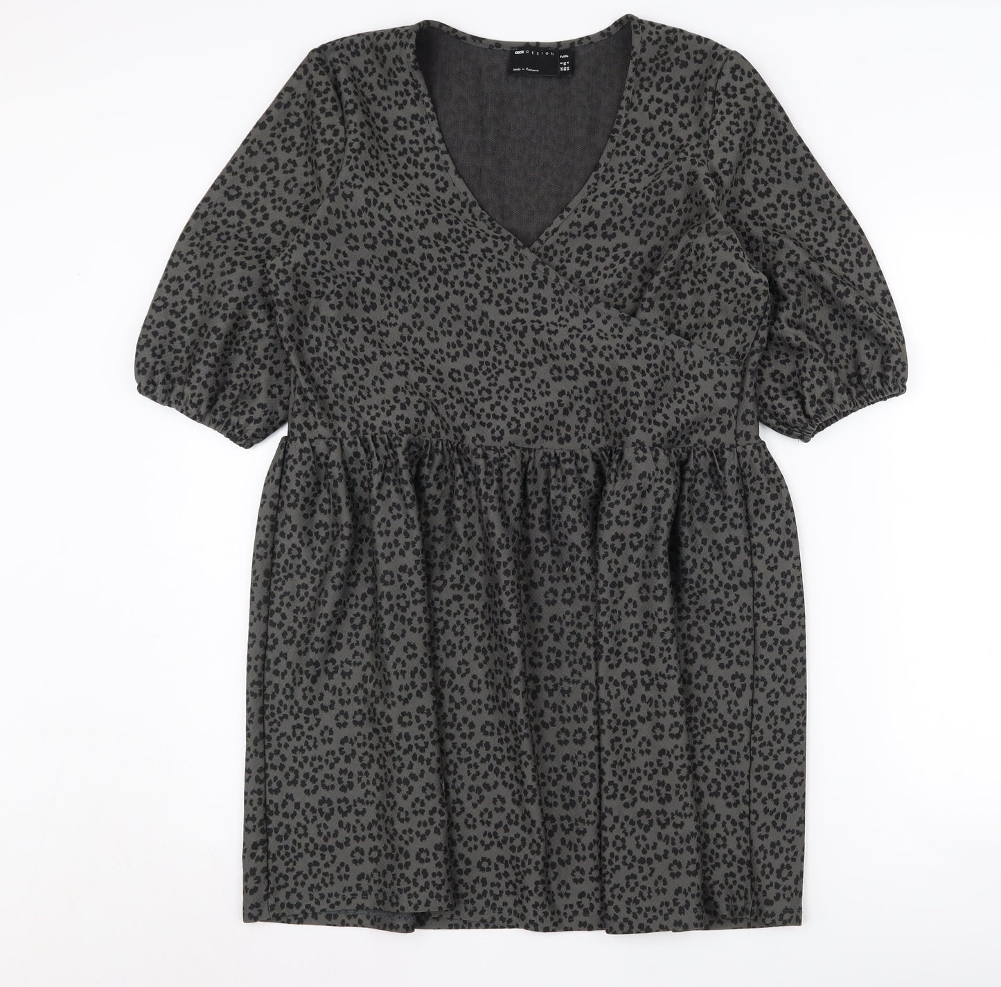 ASOS DESIGN Women’s Black Animal Print Smock Dress 8