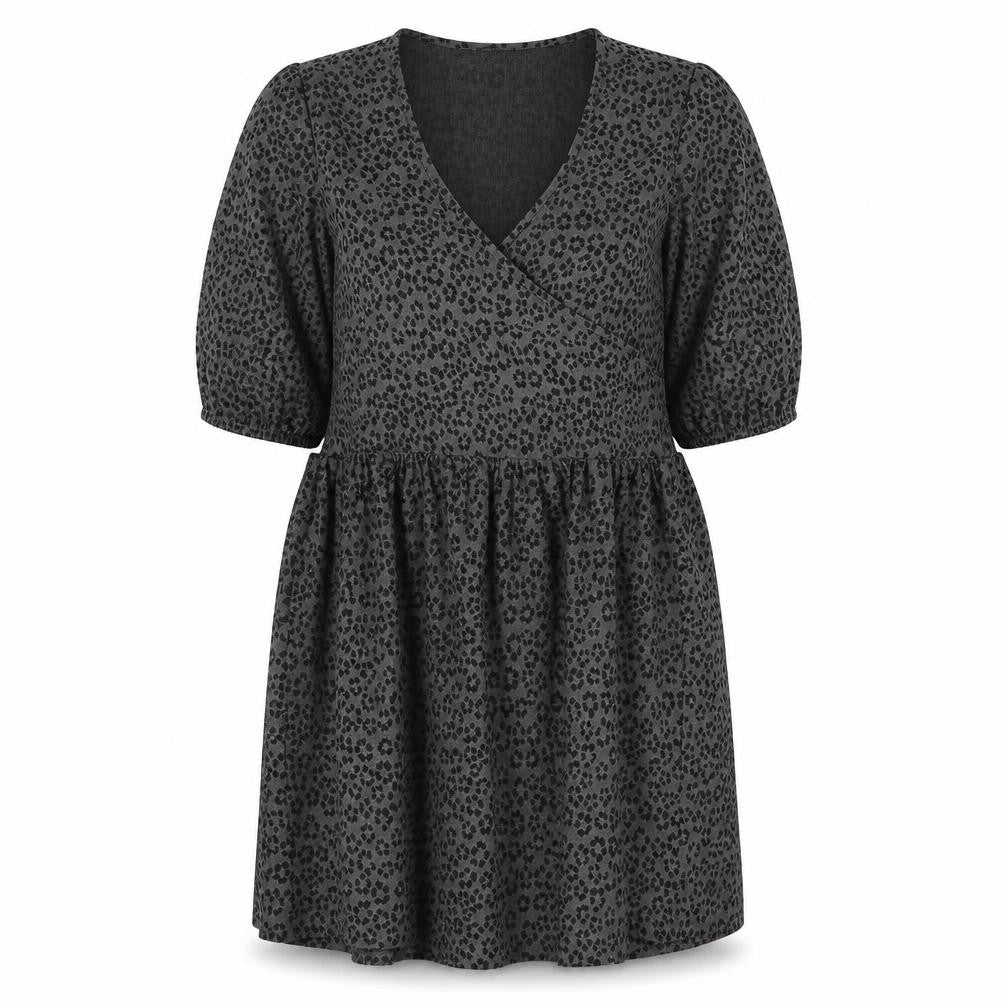 Front view of ASOS DESIGN Women’s Black Animal Print Smock Dress 8