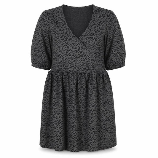 Front view of ASOS DESIGN Women’s Black Animal Print Smock Dress 8
