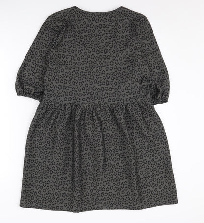 ASOS DESIGN Women’s Black Animal Print Smock Dress 8