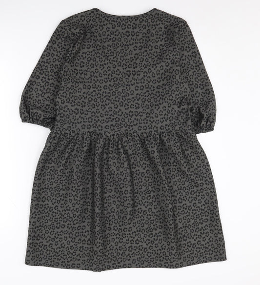 ASOS DESIGN Women’s Black Animal Print Smock Dress 8
