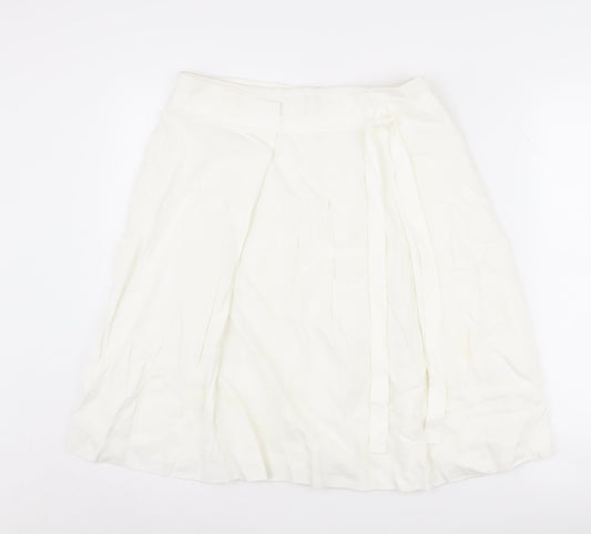 Oasis Women's White Linen Blend Skirt, Size 12