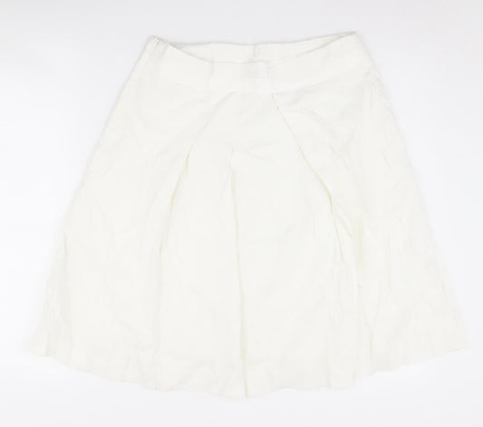 Oasis Women's White Linen Blend Skirt, Size 12
