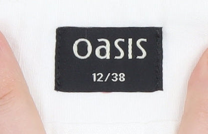 Oasis Women's White Linen Blend Skirt, Size 12