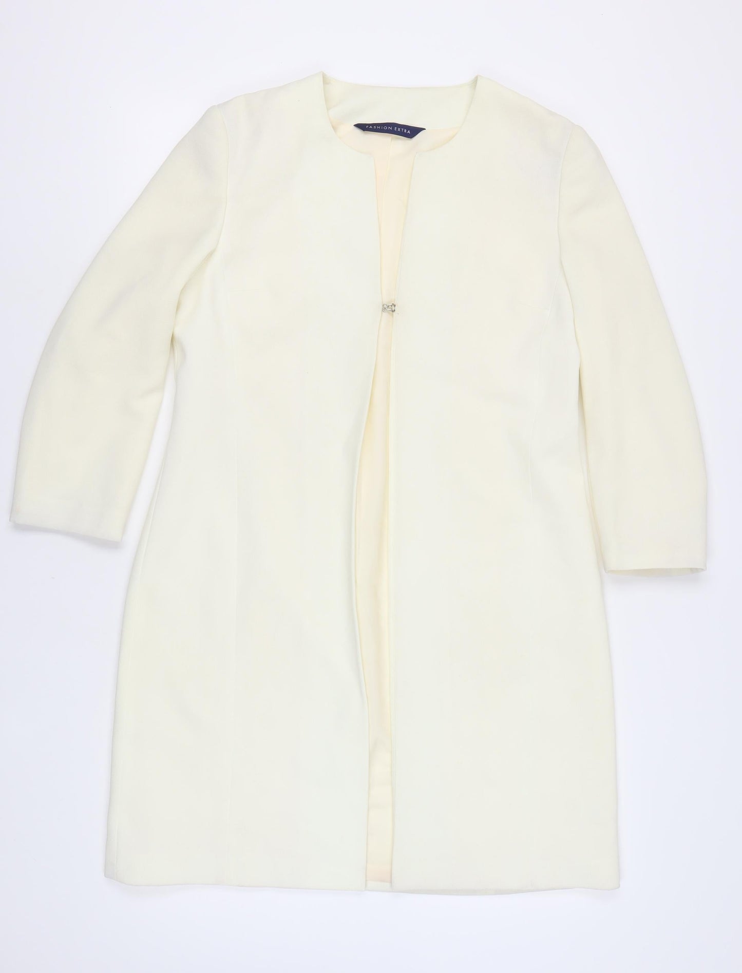 Fashion Extra Women's Ivory Mid-Length Suit Jacket Size 14