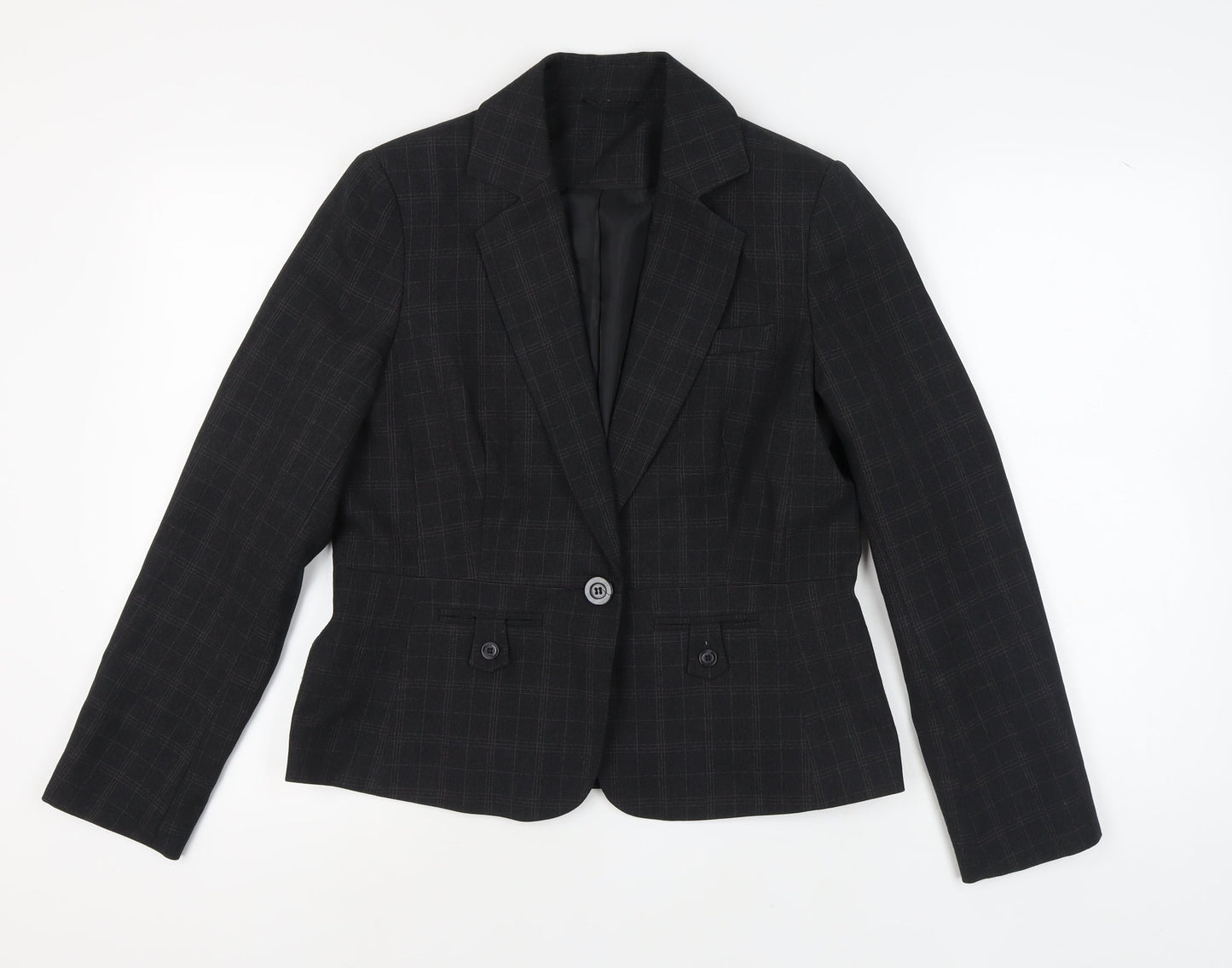 e-vie Women's Black Check Blazer UK 14