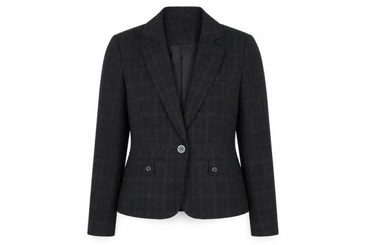 Front view of e-vie Women's Black Check Blazer UK 14