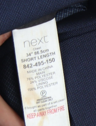 Mens UK Size 34 NEXT Regular Blue Suit Jacket