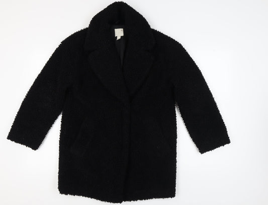 Womens UK Size XS H&M Black Overcoat