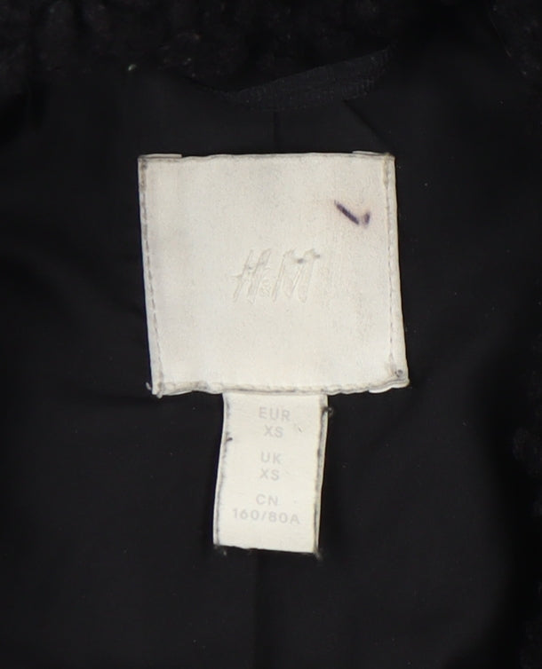 Womens UK Size XS H&M Black Overcoat