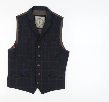 Mens UK Size S Cavani Regular Blue Suit Waistcoat