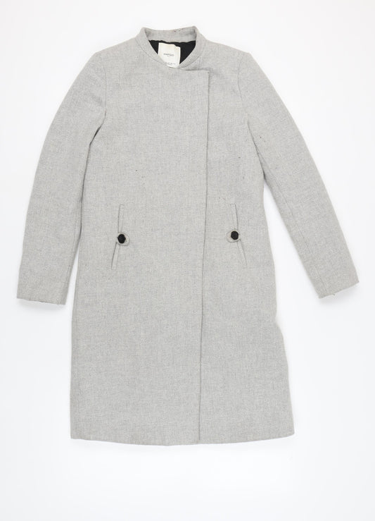 Mango Women's Grey Long Coat XS - Classic Wool Blend