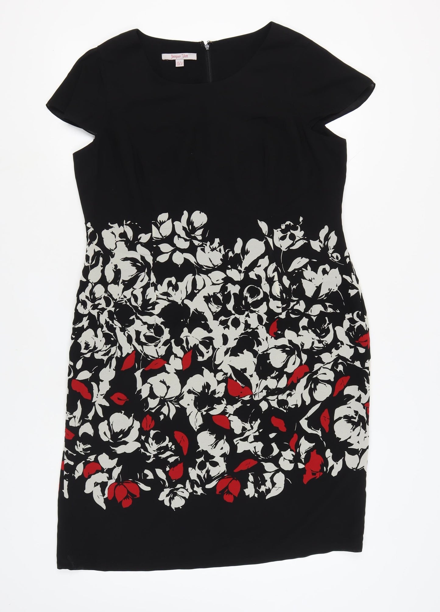Jacques Vert Women's Black Floral Sheath Dress Size 16