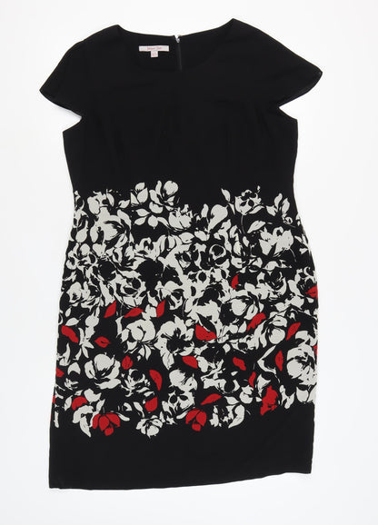 Jacques Vert Women's Black Floral Sheath Dress Size 16