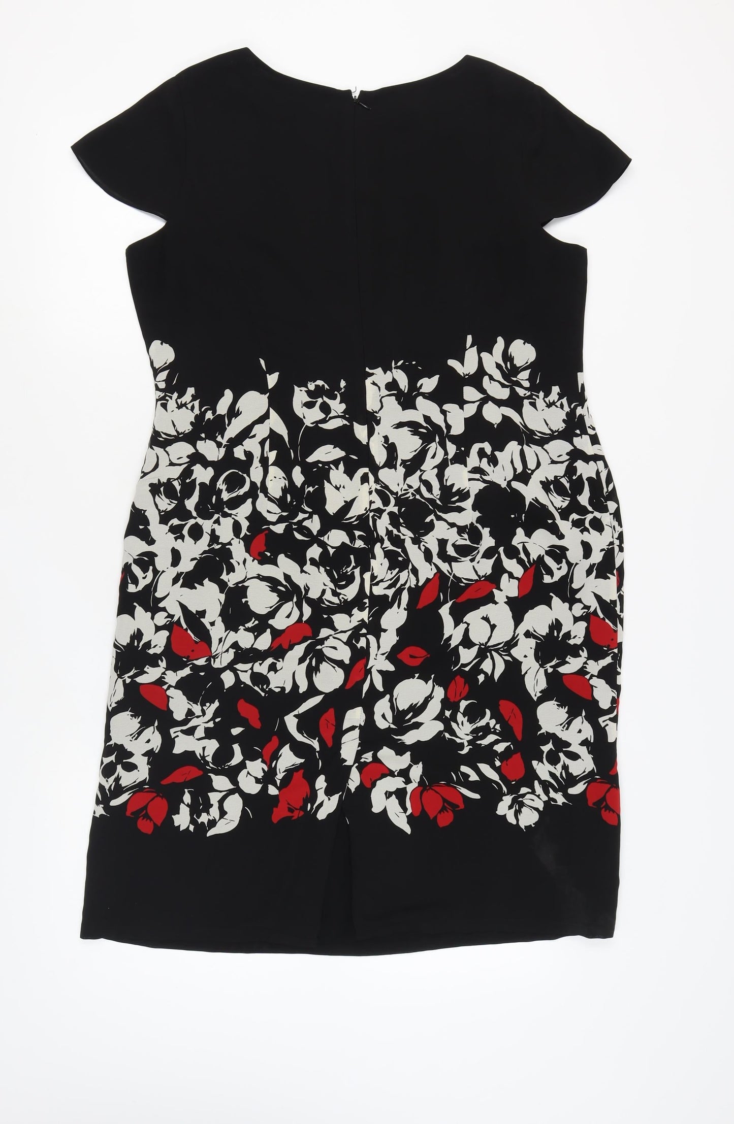 Jacques Vert Women's Black Floral Sheath Dress Size 16