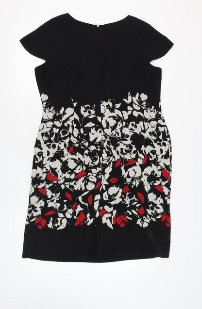 Jacques Vert Women's Black Floral Sheath Dress Size 16
