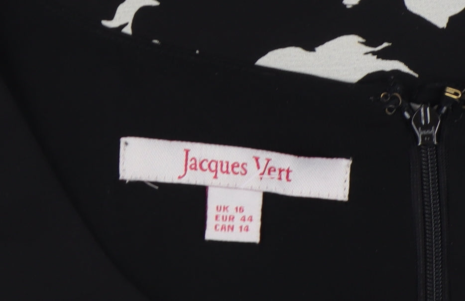 Jacques Vert Women's Black Floral Sheath Dress Size 16