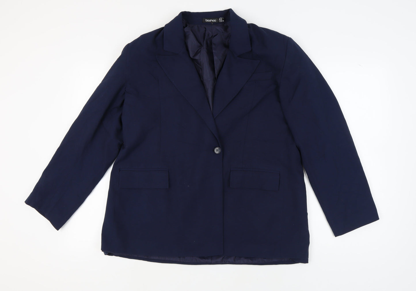 Boohoo Women's Blue Regular Fit Blazer UK 14