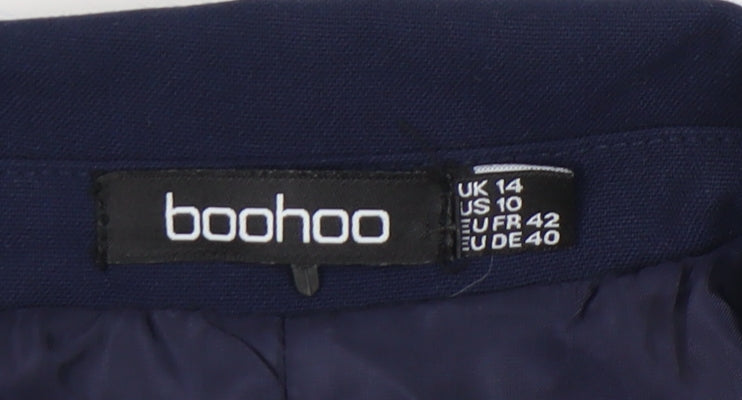 Boohoo Women's Blue Regular Fit Blazer UK 14