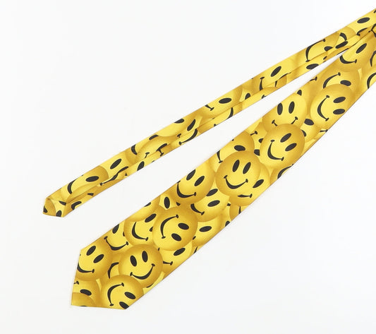 René Chagal Men’s Yellow Smiley Silk Tie, Handmade
