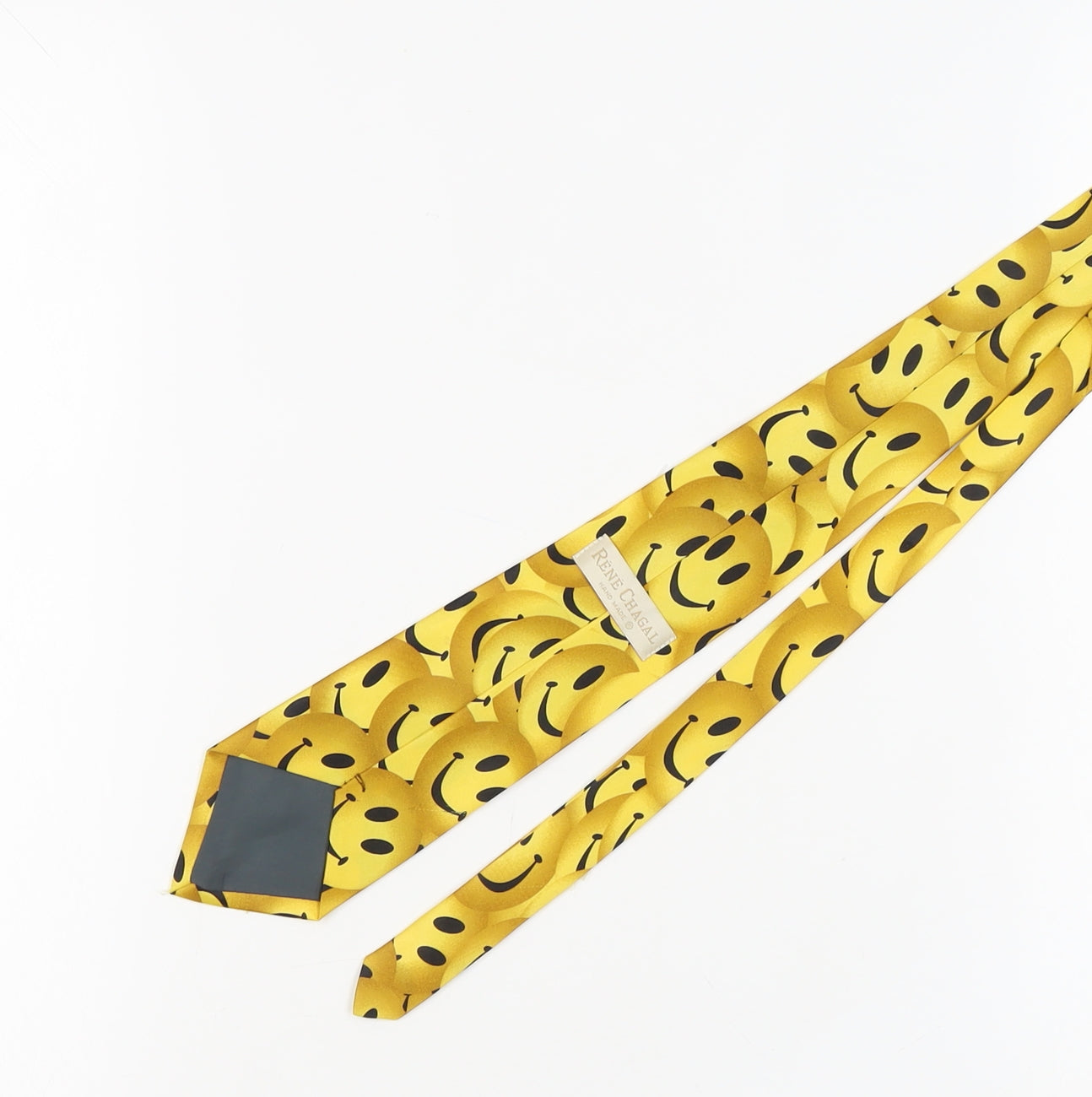 René Chagal Men’s Yellow Smiley Silk Tie, Handmade