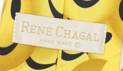 René Chagal Men’s Yellow Smiley Silk Tie, Handmade