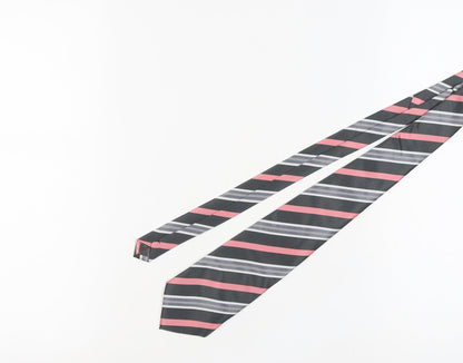 Homme Men's Black Striped Silk Tie Handmade